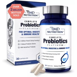 1MD Nutrition Complete Probiotics Platinum - w/Prebiotics and Probiotics for Dig