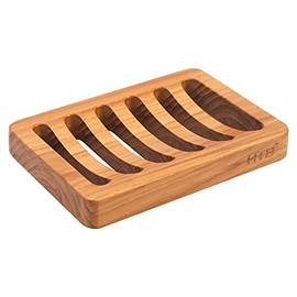Slotted Bar Soap Holder Teak Wood by HTB, Kitchen Wooden Sponge Holder, Self Draining Soap Dish for Shower, Sink, Bathroom, Bathtub, RV