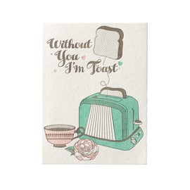 NIQUEA.D Valentine's Day Card, Retro Toast, Includes a Unique Sentiment and Coordinating Envelope (NVD-0008)