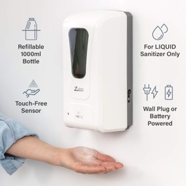 Automatic Hand Sanitizer Dispenser Wall Mount - Large Capacity Battery or Plug-in Refillable Liquid Hand Sanitizer Dispenser Touch Free - Installation Hardware Included