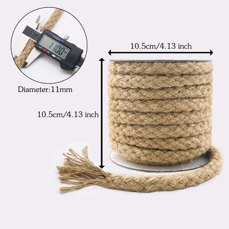 Tenn Well Braided Jute Rope, 25 Feet 11mm Thick Twine