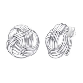 JOLCHIF Silver Love Knot Clip On Earrings for Women Non Piercing Earrings