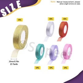 Swpeet 6 Rolls 150 Yards in Total, Each Roll Approx 4/5"×25 Yard, 6 Colors Metallic Glitter Ribbon, Holiday Festival Satin Ribbons, Gift Wrap Ribbons for Gift Wrapping Birthday Party Decoration