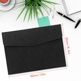 Skycase Document Bag A4, Document Pockets, PU Leather, Business File Bag, Document Folder, Briefcase for A4 Documents, Office, School Travel, Black