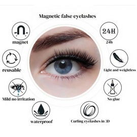 Magnetic false eyelashes,Long Lasting Reusable With Applicator,Magnetic Lashes,Natural Look No Glue or Eye Liner Needed False Eyelashes Waterproof, Easy To Wear(2 pairs)