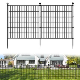5 Panels No Dig Decorative Outdoor Garden Fence for Yard, 32 in(H) X 11.8 ft(L) Animal Barrier Fencing Rustproof Metal Wire Panel Border for Dog, Rabbits, and Patio Temporary Ground Stakes