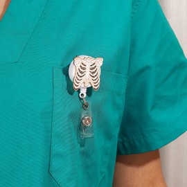 MEDFOLY Rib Cage Skeleton Badge Holder Medical Anatomy Orthopedics Enamel Bone Badge Clip Reels Retractable for Doctor Nurse ID Card Holder
