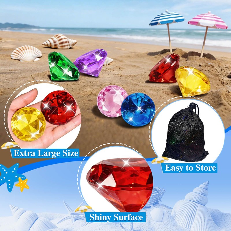 6 Pcs Extra Large Diving Gem Pool Toys for Kids