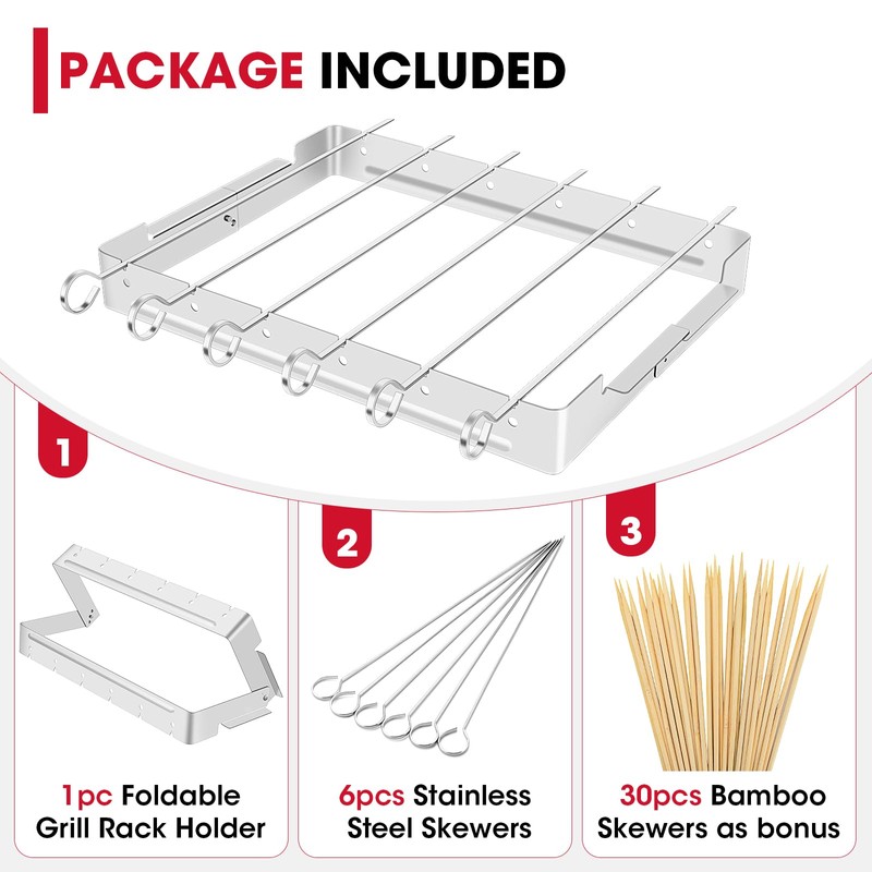 Unicook Upgraded Stainless Steel BBQ Shish Kabob Set, Large Foldable