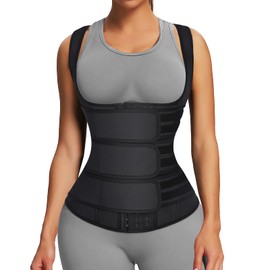 FeelinGirl 3 Belts Hook Waist Cincher Corset for Women Colombiana Plus Size Waist Trainer Vest Sport XL