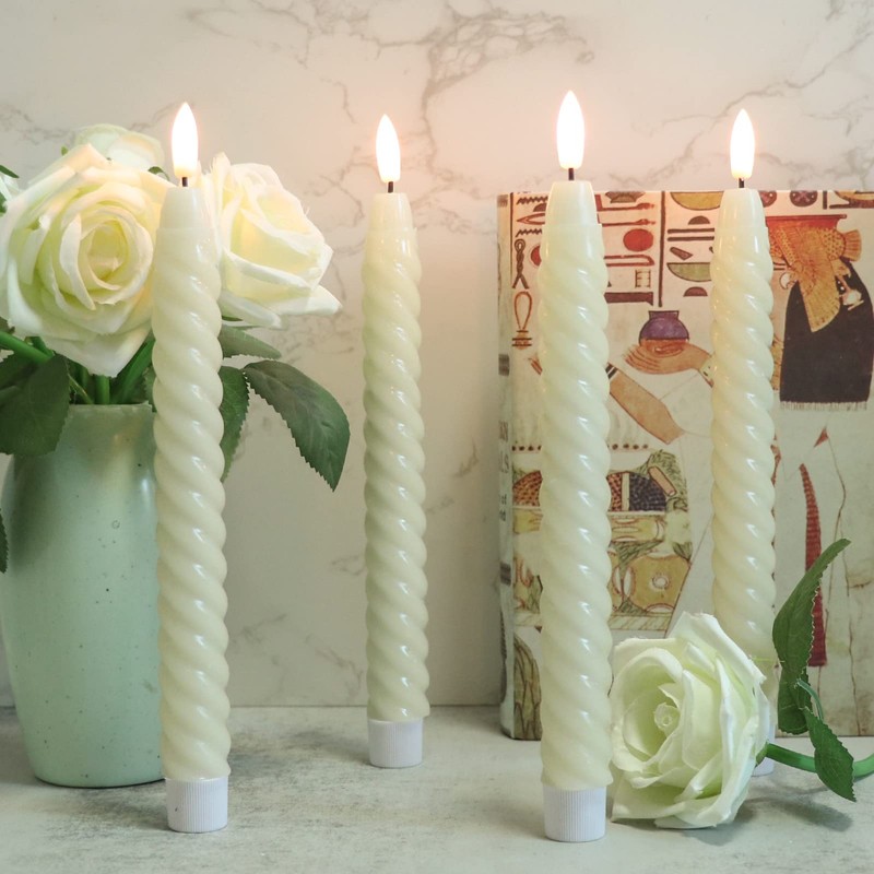 Lasumora Flameless Taper Candles Flickering with Remote Timer, LED Taper