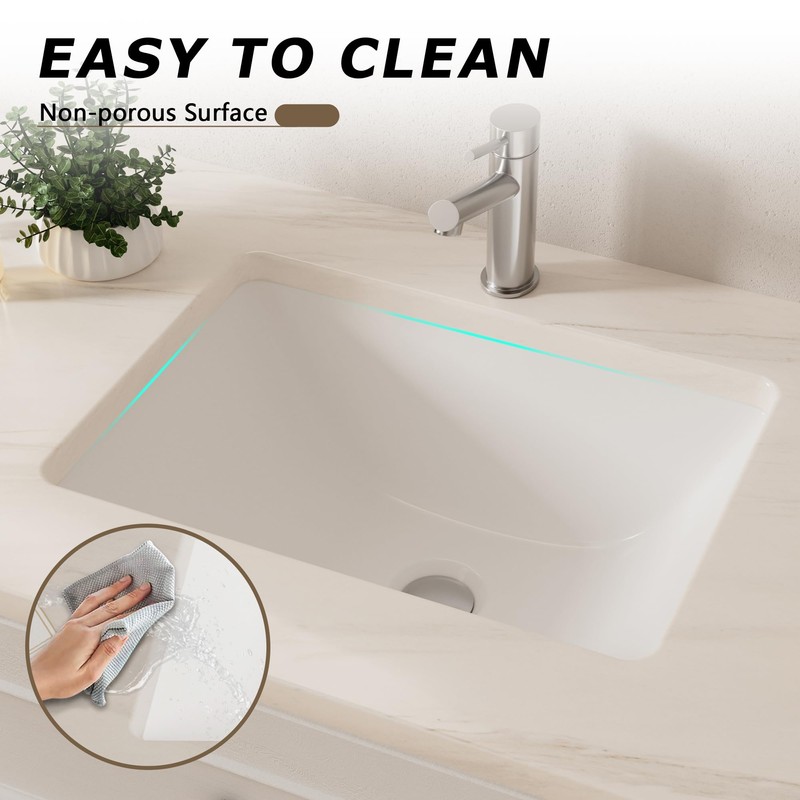 Lavie Craft Undermount Bathroom Sink,18" x 13" Rectangle Porcelain Finish