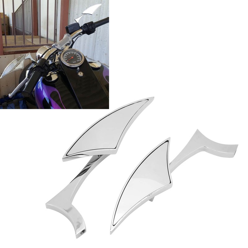 Motorcycle Spear Blade Mirrors 180 Degree Adjustable Rear View Side