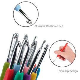 41Pack Crochet Hooks Set,Knitting Accessories Tools with Case,Aluminum Knitting Needle,Ergonomic Soft Grip Handles, 2.0mm-8.0mm