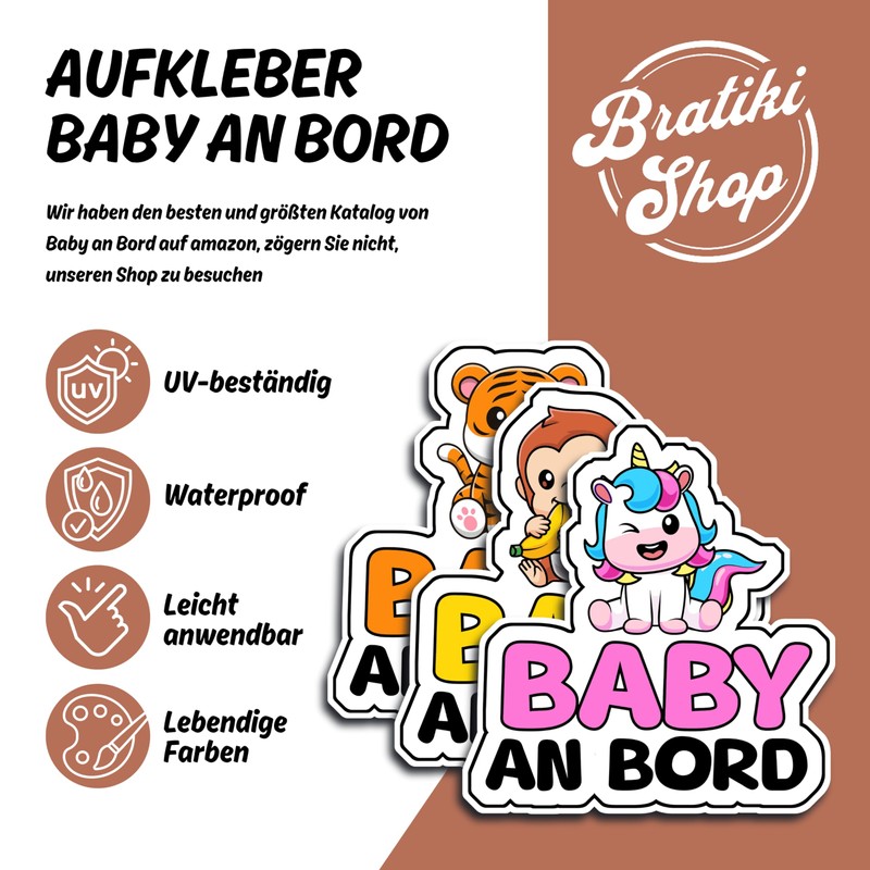 Baby on Board Sticker Car, Baby Tiger Car Sticker, Baby