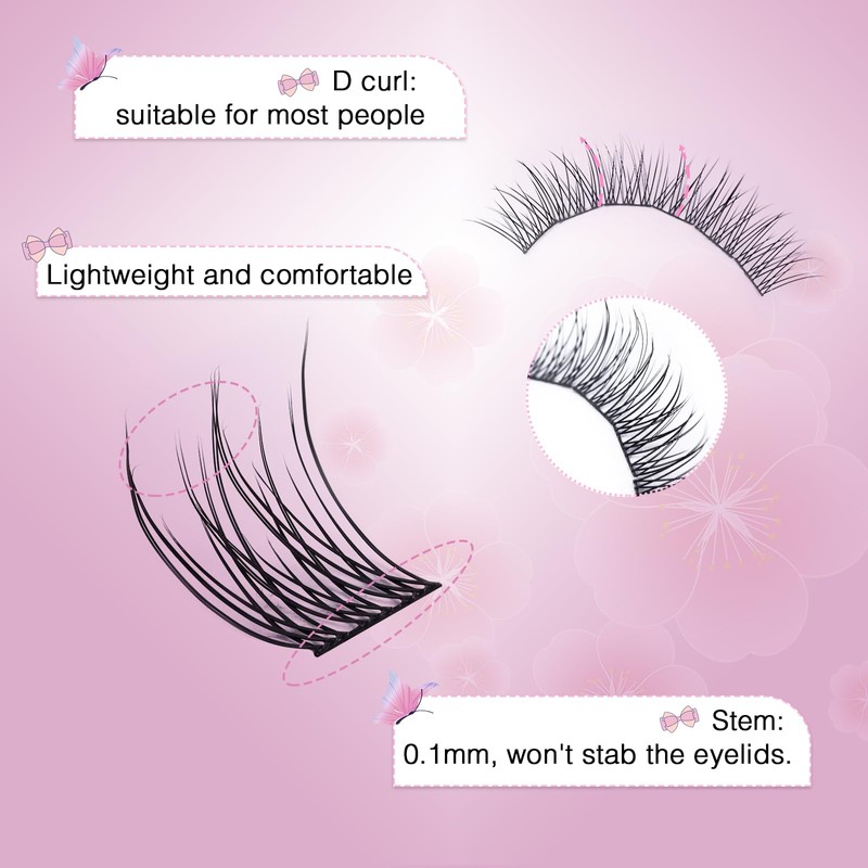 EMEDA DIY Eyelash Extensions Individual Lash Extensions Clusters 70 Pcs
