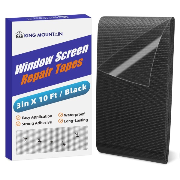 Does not apply Black Window Screen Repair Tape,3Inx10Ft Heavy Duty