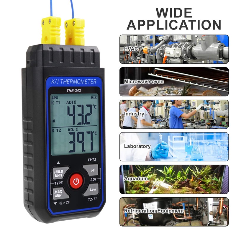 Thermocouple Thermometer Digital K Type Thermometer with 4 Thermocouples, -328~2500℉