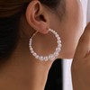 Inateannal Boho Large Pearl Hoop Earrings Pearl Circle Dangle Earrings