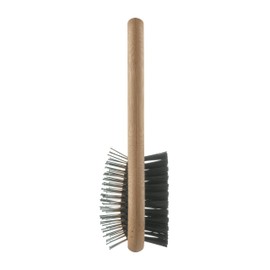 Mikki Bamboo Combi Brush, for Grooming Dog, Cat, Puppy with Smooth Short and Medium Hair Coats, Handmade from Natural Sustainable Bamboo, Small,Brown