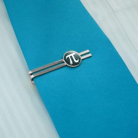 Pi Math Geek Nerd 3.14 Round Tie Bar Clip Clasp Tack Silver Color Plated
