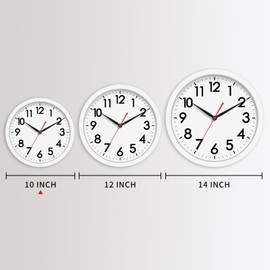 AKCISOT Wall Clock Silent Non Ticking Modern Wall Clocks Battery Operated 10 Inch, Analog Small Classic Clock Decorative for Bedroom, Kitchen, Home Office, Bathroom, School, Living Room (White)