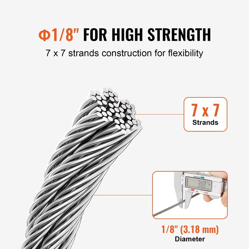 VEVOR 1/8 Stainless Steel Cable, 1000 FT 316 Cable Railing