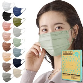 Iris Ohyama APN-60LXA Mask, Non-woven Fabric, Pleated Mask, Color Mask, Skin-Tone Mask, Regular Size, Face Slimming, Fresh and Cool Summer Colors, Cheek Mask, Stylish, Gentle on Ears, Quantity: 60, Pistachio