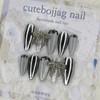 Metallic Silver Handmade Nail Tips - Oval S / 메탈릭