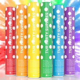 Rainbow Powder Cannons Smoke Bombs Biodegradable Poppers | Assorted 6 Pack | Launch up to 25 ft | Decorations For Photoshoots, Gender Reveal, Celebrations, Festivals, and Parties | TUR Party Supplies