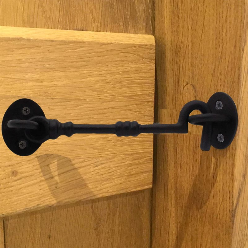 Cabin Hook and Eye Black Cast Iron Heavy Duty 100mm/4