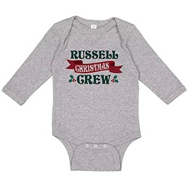 TATY Kids Russell Christmas Crew Long Sleeve Baby Infant One Piece Bodysuit 12 Months Heather Grey