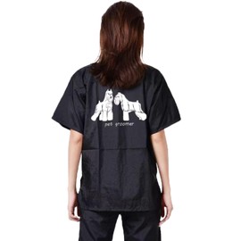 Gliitatu Dog Pet Grooming Smock for Women Men Groomer Smock Barber Jackets Hairdresser Stylist Apron-2new Black
