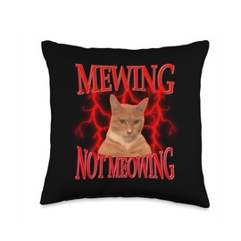 Funny Cat Meme Mewing LooksMax Meowing cat Trend Throw Pillow