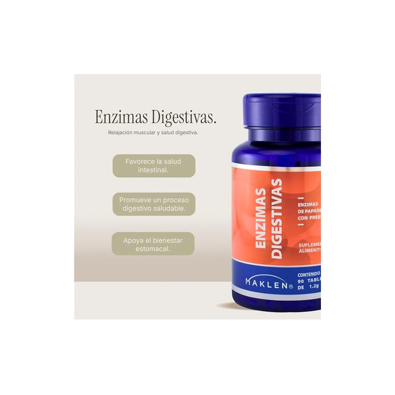 ENZIMAS DIGESTIVAS CON PREBIOTICOS - Maklen Enzimas Digestivas de Papaína