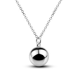 Dankadi Fashion Silver Harmony Ball Necklace Brilliant Chime Bola 20MM Pendant Choker 18" 20" 22" Beads Chain O-Chain Women Jewelry Gifts For Pet Cats & Dogs (18 inches, O Chain Style)