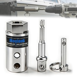Moalaok Trailer Jack Drill Adapter Compatible with 1 Inch Drive Shaft Full Stainless Steel 1/2" Socket Bit Attachment Fits Cordless Drills for Top Wind Jacks (Handle Replacement)