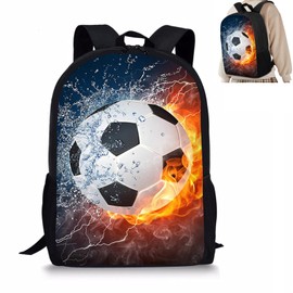 VKWE Football School Bag 16 inch Boys Backpack 3D Novelty Football Pattern Schoolbags for Boys Girls Kids Teens Casual Sport Daypack Elementary Primary Large Capacity Bookbags (Football 1)