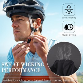 GXCROR Cooling Skull Cap Helmet Liner for Men Women, Moisture Wicking Cycling Cap Motorcycle Hard Hat Liner Soft Running Beanie (Black)