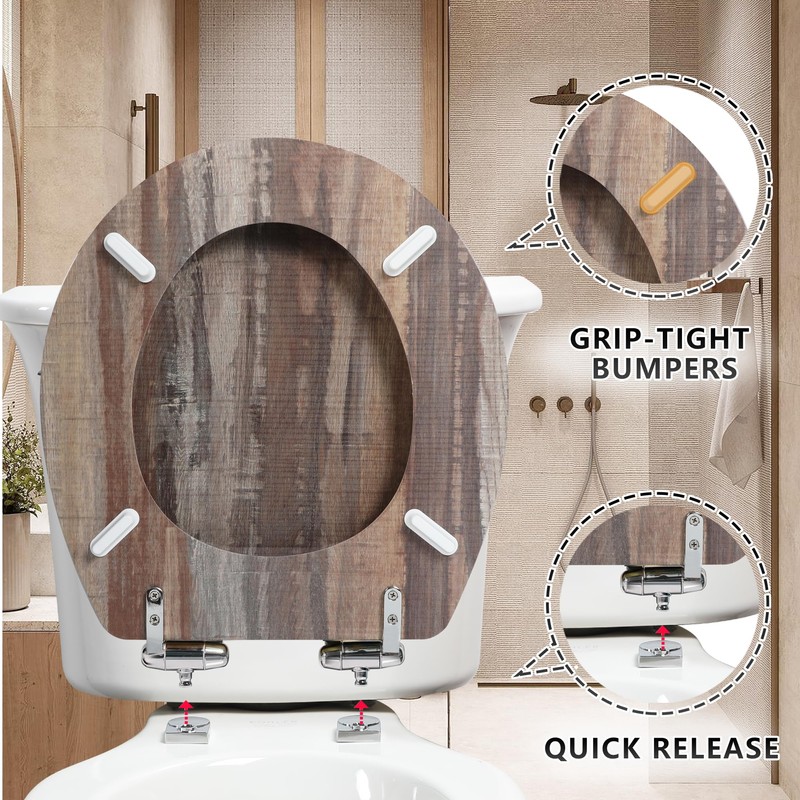 Angol Shiold Round Toilet Seat Molded Wood Toilet Seat with