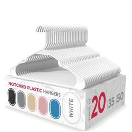 Sharpty - Perchas de plástico para ropa, clóset, abrigos y camisas, con muescas, duraderas, gruesas, resistentes y ahorran espacio, para uso estándar 