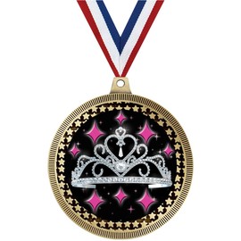 2.75" Beauty Tiara Medal Award, Gold Vega Beauty Tiara Team Trophy Award Includes Free Neck Ribbon Prime