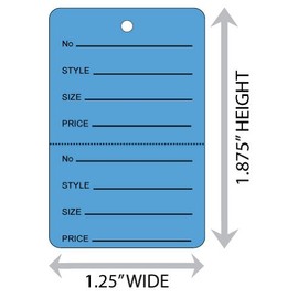 Small (1.25" X 1.875") Blue Unstrung Coupon Merchandise Tag with Perforation. Case of 2,000 Tags.