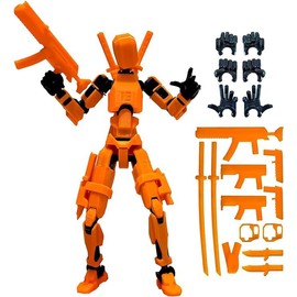 (Assembly Completed) 3D Printed T13 Action Figure, Dummy 13 Collectible Action Figure Articulated, for Collectors Desktop Decorations,muñeco de acción (Orange Black)