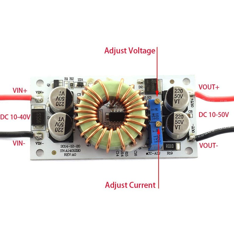 HiLetgo 250W DC-DC Module 10-40V to 10-50V 6A Adjustable Step-Up