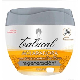 TEATRICAL - Crema aclarante. Con células madre de rosa blanca que trabajan a nivel celular para unificar el tono de la piel y disminuir manchas. Tarro con 400g