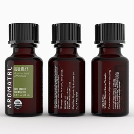 AromaTru USDA Certified Organic Oils - 15ml - 3rd Party Lab Tested - Ethically & Sustainably Sourced (Rosemary)