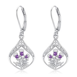 Scottish Thistle Jewelry Gifts Sterling Silver Scotland Thistle Drop Earrings Celtic Scottish Jewelry Gifts for Women
