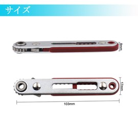 Wolfride Ratchet Screwdriver, Offset Type, Straight Type, Ratchet Handle, 1/4 Inch, Small, Convenient to Carry, Drive, Pocket, Torque Wrench, Suitable for Cars, Bicycles, Set of 2