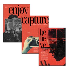 WBdesignz RedBlack Poster (30 x 40 cm) - Red Poster Vintage Modern Enjoy Capture Believe Love and Life Gift Idea Decoration